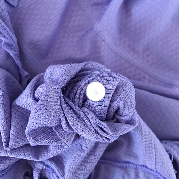 Lululemon Mind Over Matter Tank Top Grapeseed Size 6 Periwinkle Ruffle Racerback - Picture 3 of 16